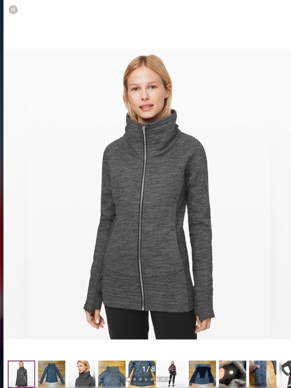 Lululemon Women’s High-Neck Zip Front Jacket - Charcoal Gray